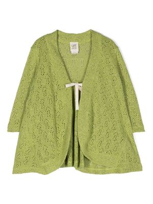Caffe' D'orzo perforated-knit smocked cardigan - Green
