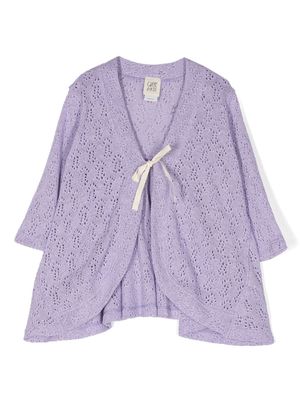 Caffe' D'orzo perforated-knit smocked cardigan - Purple