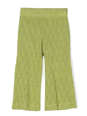Caffe' D'orzo perforated-knit wide-leg trousers - Green