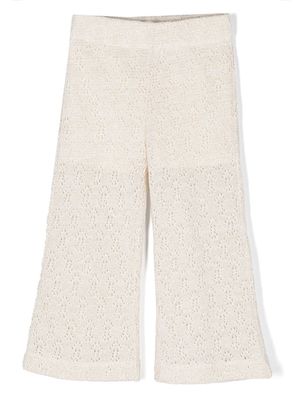 Caffe' D'orzo perforated-knit wide-leg trousers - Neutrals