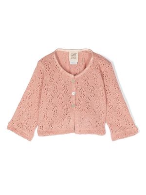 Caffe' D'orzo pointelle knit buttoned cardigan - Pink