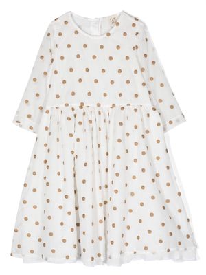 Caffe' D'orzo polka-dot ruched-detail dress - White