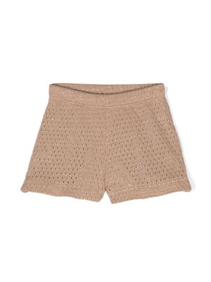 Caffe' D'orzo Selene open-knit shorts - Brown