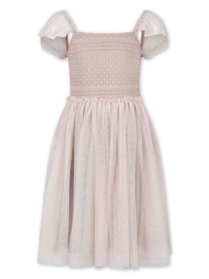 Caffe' D'orzo sheer-sleeve lace-panel dress - Pink