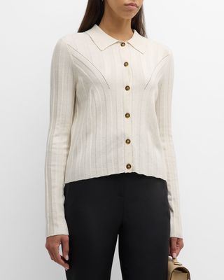 Caine Button-Front Knit Top