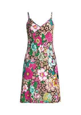 Caitlyn Floral-Print Silk Slip Dress