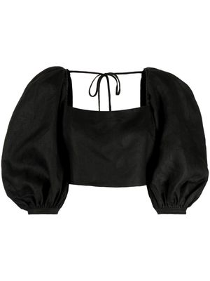 Cala de la Cruz Sami cropped linen blouse - Black