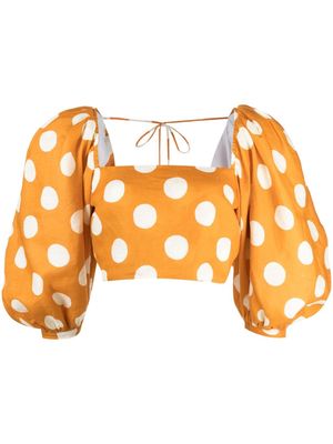 Cala de la Cruz Sami polka dot-print cropped blouse - Orange