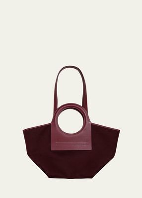 Cala Grainy Leather & Canvas Tote Bag