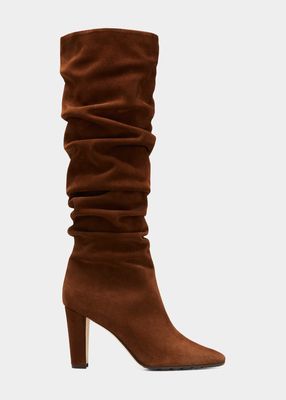 Calassohi Ruched Suede Tall Boots