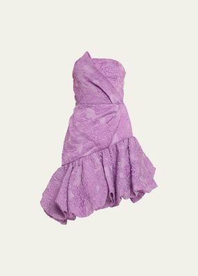 Calathea Strapless High-Low Bubble Midi Dress