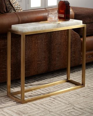 Calcite Antiqued Brass Accent Table
