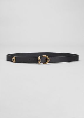 Calf Leather Skinny Buckle Belt