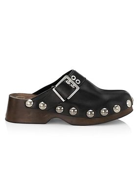 Calf Leather Studded Clogs
