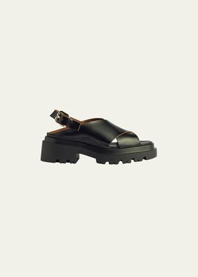 Calfskin Crisscross Slingback Sandals