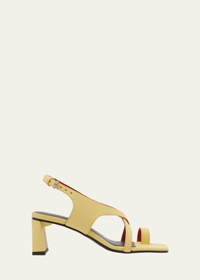 Calfskin Crisscross Toe-Loop Slingback Sandals