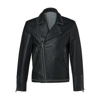 Calfskin leather jacket with studs