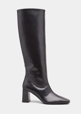 Calfskin Square-Toe Knee Boots
