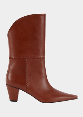 Calfskin Whipstitch Ankle Booties