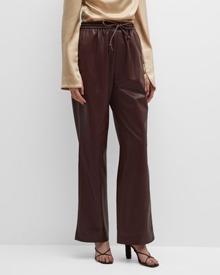 Calie Faux Leather Wide Drawstring Pants