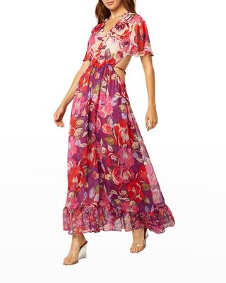 Calista Floral Open-Back Maxi Dress