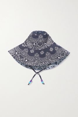 CALL IT BY YOUR NAME - Capeline Bead-embellished Paisley-print Cotton Bucket Hat - Blue
