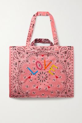 CALL IT BY YOUR NAME - Maxi Cabas Love Reversible Embroidered Paisley-print Cotton-poplin Tote - Pink