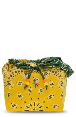 CALL IT BY YOUR NAME Maxi Embroidered Bandana Bucket Bag in Yellow/Vert Weekend