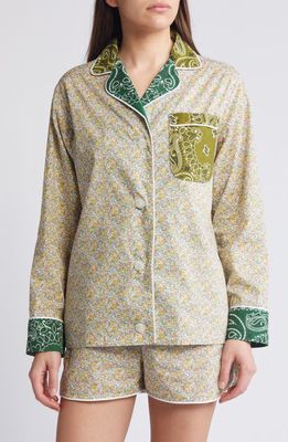 CALL IT BY YOUR NAME x Liberty London Mixed Print Pajama Shirt in Bronze /Vert Week End