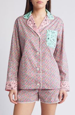 CALL IT BY YOUR NAME x Liberty London Mixed Print Pajama Shirt in Mint /Pale Pink