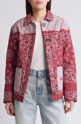 CALL IT BY YOUR NAME x Liberty London Mixed Print Quilted Jacket in Bordeaux