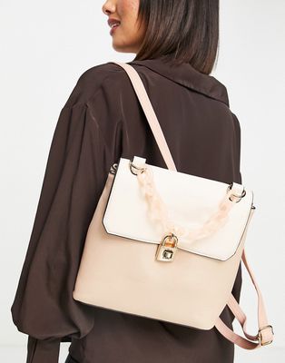 Call It Spring by ALDO Lothauri padlock detail backpack in bone - CREAM-White