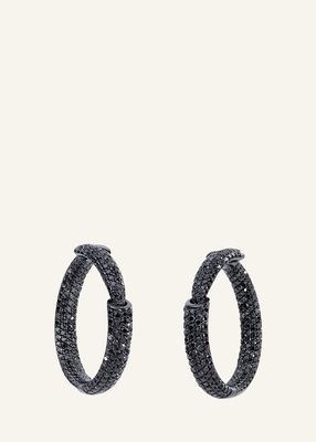 Calla 18K White Gold One Earrings with Black Diamond Pave