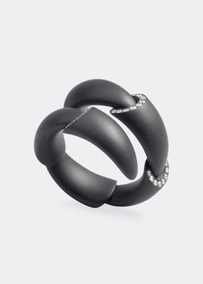 Calla Media Ring in Black Titanium and White Diamonds