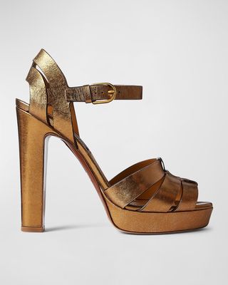 Callahan Metallic Ankle-Strap Platform Sandals