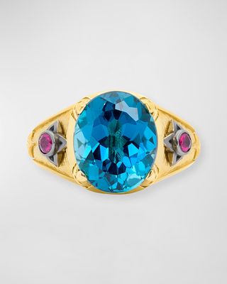 Callas 18K London Blue Topaz and Ruby Ring