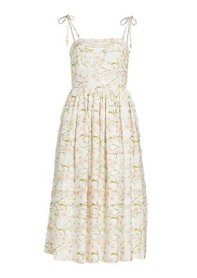 Callie Floral Pleated Midi-Dress