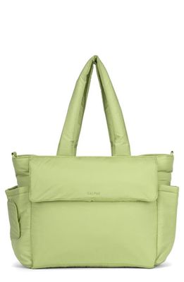 CALPAK Diaper Tote with Laptop Sleeve in Lime