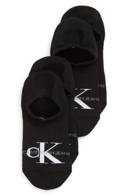 Calvin Klein 2-Pack Monogram No-Show Socks in Black