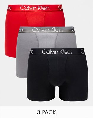 Calvin Klein 3-pack boxer briefs in black, red and gray-Multi