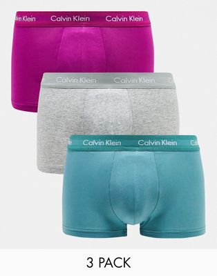 Calvin Klein 3-pack low rise briefs in purple, gray and green-Multi