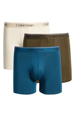 Calvin Klein 3-Pack Low Rise Microfiber Stretch Boxer Briefs in Olive/Tapio