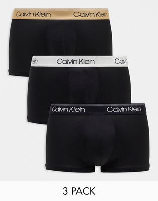 Calvin Klein 3-pack micro stretch low rise briefs with contrast waistband in black