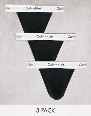 Calvin Klein 3-pack thongs in black