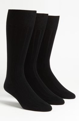 Calvin Klein 3-Pack Wide Rib Dress Socks in Black