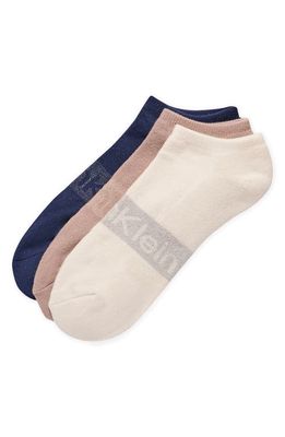 Calvin Klein Assorted 3-Pack Cushion Organic Cotton Blend No-Show Socks in Tan Multi