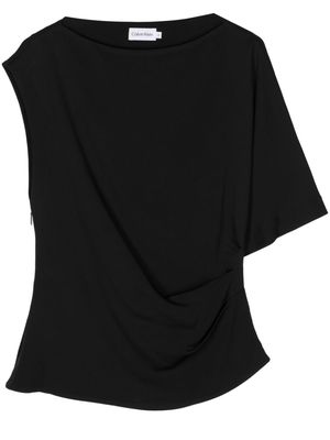 Calvin Klein asymmetric draped crepe top - Black