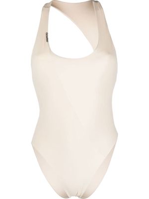 Calvin Klein asymmetric scoop-neck swimsuit - Neutrals