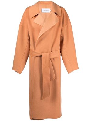 Calvin Klein belted wool coat - Brown