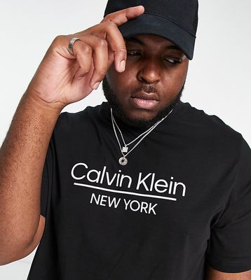 Calvin Klein Big & Tall center logo t-shirt in black